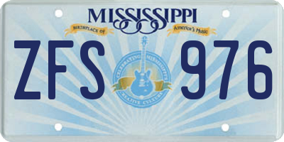 MS license plate ZFS976