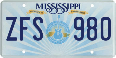 MS license plate ZFS980