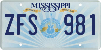 MS license plate ZFS981