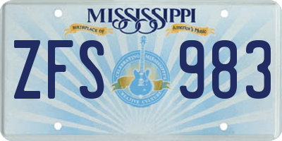MS license plate ZFS983