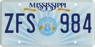 MS license plate ZFS984