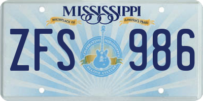 MS license plate ZFS986