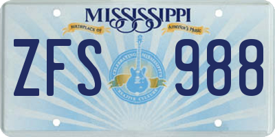 MS license plate ZFS988