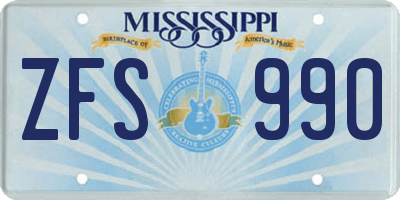 MS license plate ZFS990