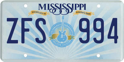 MS license plate ZFS994