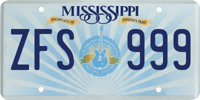 MS license plate ZFS999