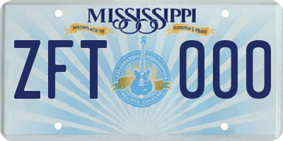 MS license plate ZFT000