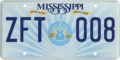MS license plate ZFT008