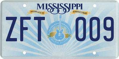 MS license plate ZFT009