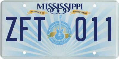 MS license plate ZFT011