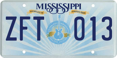 MS license plate ZFT013