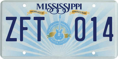 MS license plate ZFT014