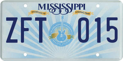 MS license plate ZFT015