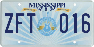 MS license plate ZFT016