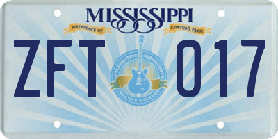 MS license plate ZFT017