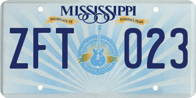 MS license plate ZFT023