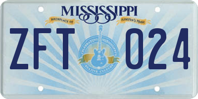 MS license plate ZFT024