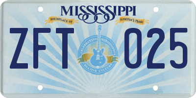 MS license plate ZFT025