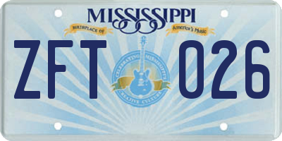 MS license plate ZFT026