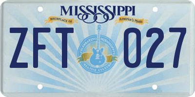 MS license plate ZFT027