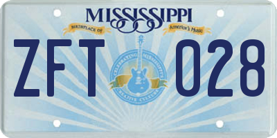 MS license plate ZFT028