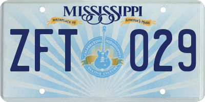 MS license plate ZFT029