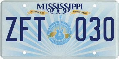 MS license plate ZFT030