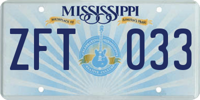 MS license plate ZFT033