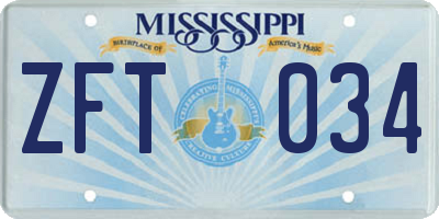 MS license plate ZFT034