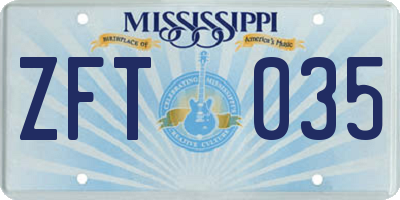 MS license plate ZFT035