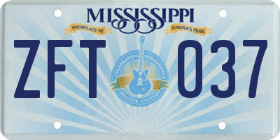 MS license plate ZFT037