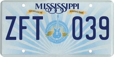 MS license plate ZFT039