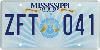 MS license plate ZFT041