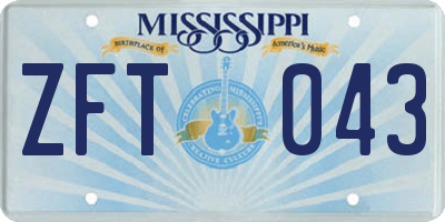 MS license plate ZFT043