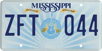 MS license plate ZFT044