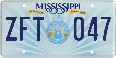 MS license plate ZFT047