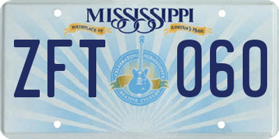 MS license plate ZFT060