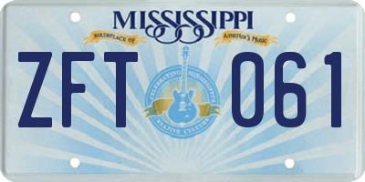 MS license plate ZFT061