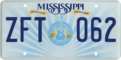 MS license plate ZFT062