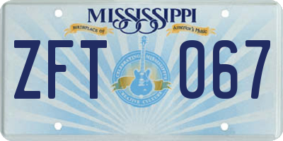 MS license plate ZFT067