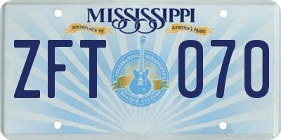 MS license plate ZFT070