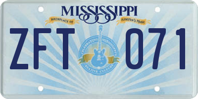 MS license plate ZFT071