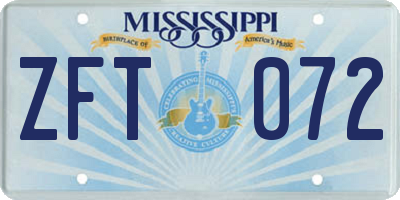 MS license plate ZFT072