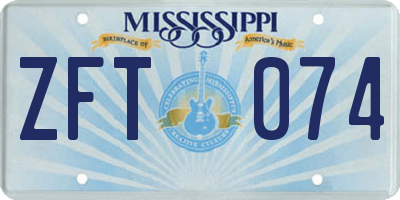 MS license plate ZFT074