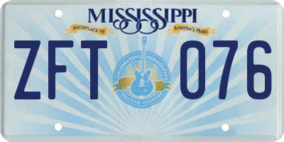 MS license plate ZFT076