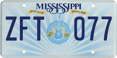 MS license plate ZFT077