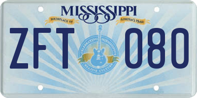 MS license plate ZFT080