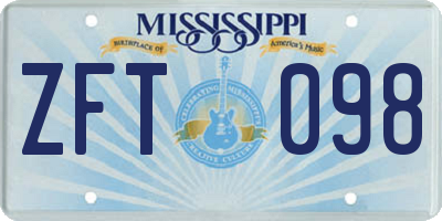 MS license plate ZFT098