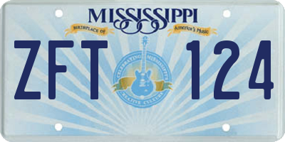 MS license plate ZFT124
