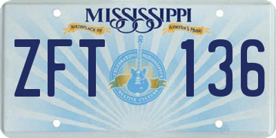MS license plate ZFT136
